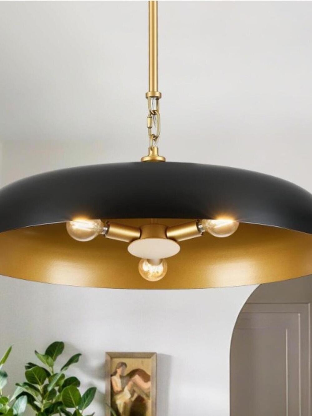 20in Black and Gold Dome Pendant Light